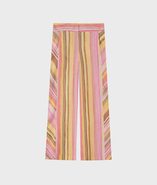 Dames Wide Leg Pantalon met Kleurrijke Strepen - Casual & Modieus