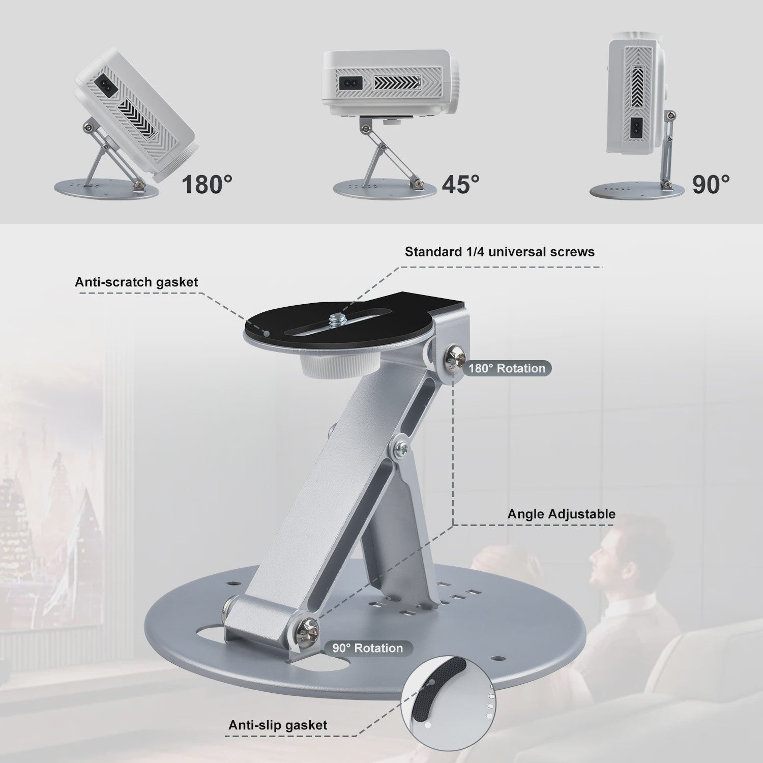Universele 3-in-1 Projector Stand: Desktop, Muur & Plafond Montage