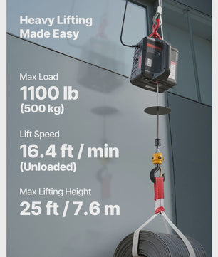Elektrische Takel 1100 LBS - Handmatig & Draadloos - 7.6m Hefhoogte