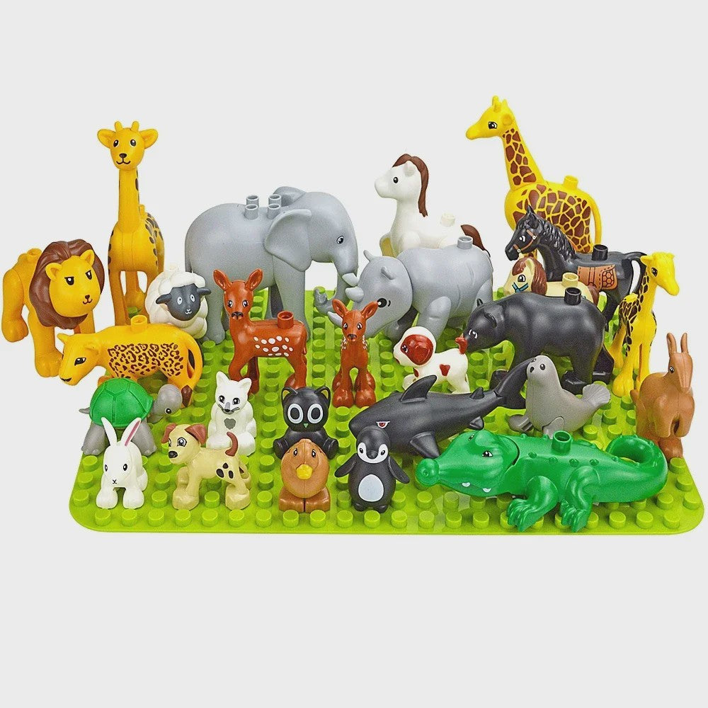 Grote Bouwstenen Dierenpark & Boerderij Figuren - Compatibel met Duplo