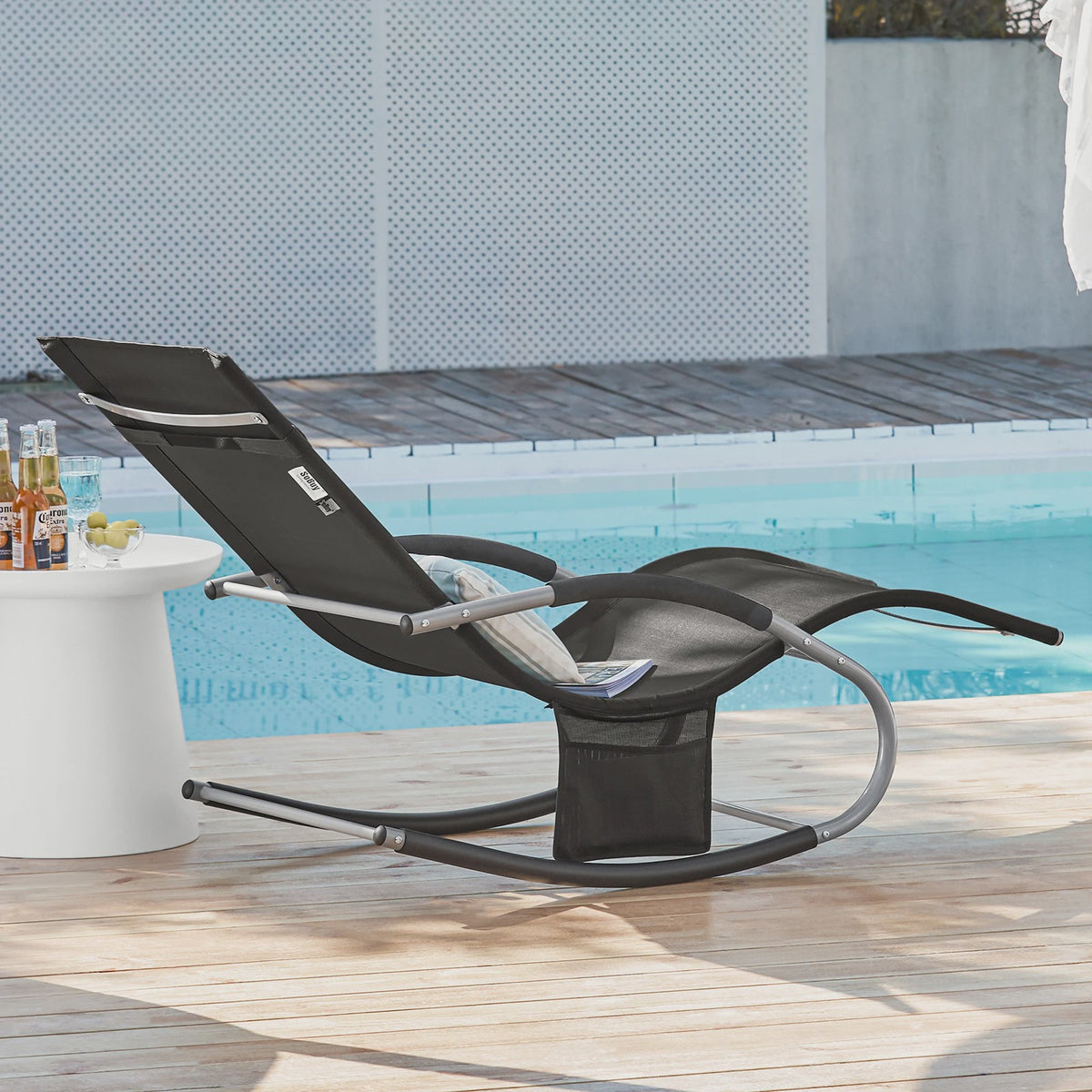 Set van 2 Loungestoelen - Verstelbare Ligstoelen met Kussen voor Tuin, Terras & Strand