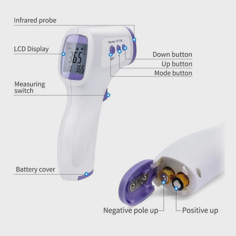 Contactloze Infrarood Koortsthermometer - Snel & Digitaal voor Baby's en Volwassenen