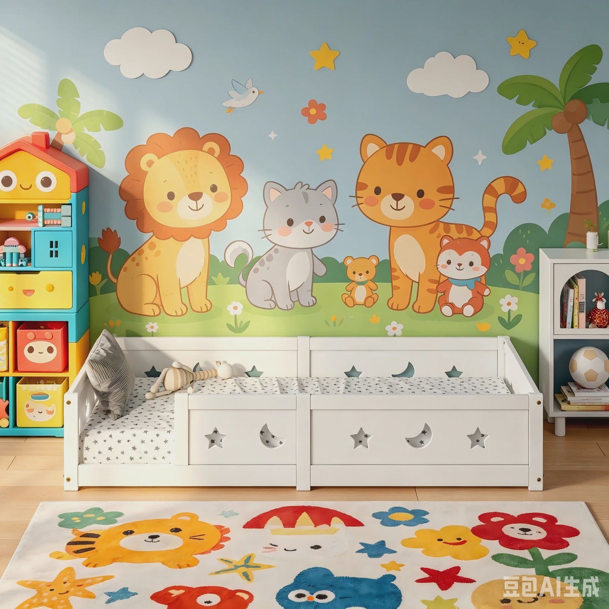 Montessori Houten Kinderbed met Valbeveiliging - Scandinavisch Design - Veilig Peuterbed
