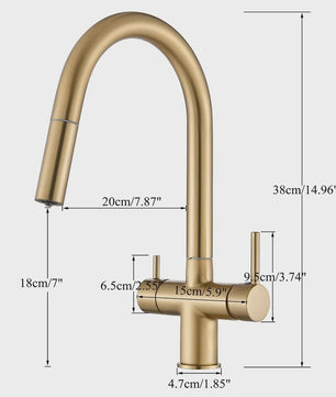 Keukenmengkraan met Uittrekbare Douchekop en Waterfilter - Goudkleurig