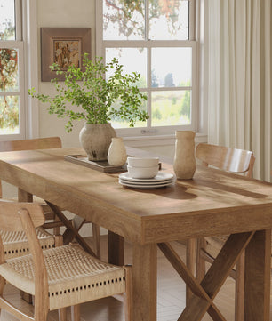Eettafel 63 Inch Farmhouse Stijl - Bruin Hout - Geschikt voor 4-6 Personen