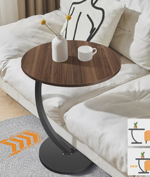 Ronde bijzettafel met C-vormige poot - Compact en stijlvol
