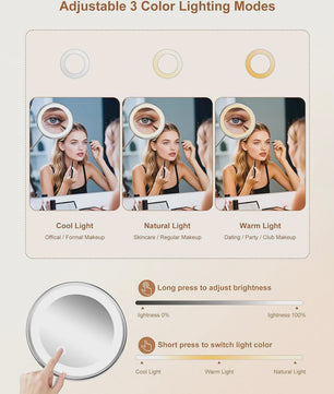 Vergrootglas Make-up Spiegel met LED Licht, Flexibele Hals & Zuignap - 10x Vergroting