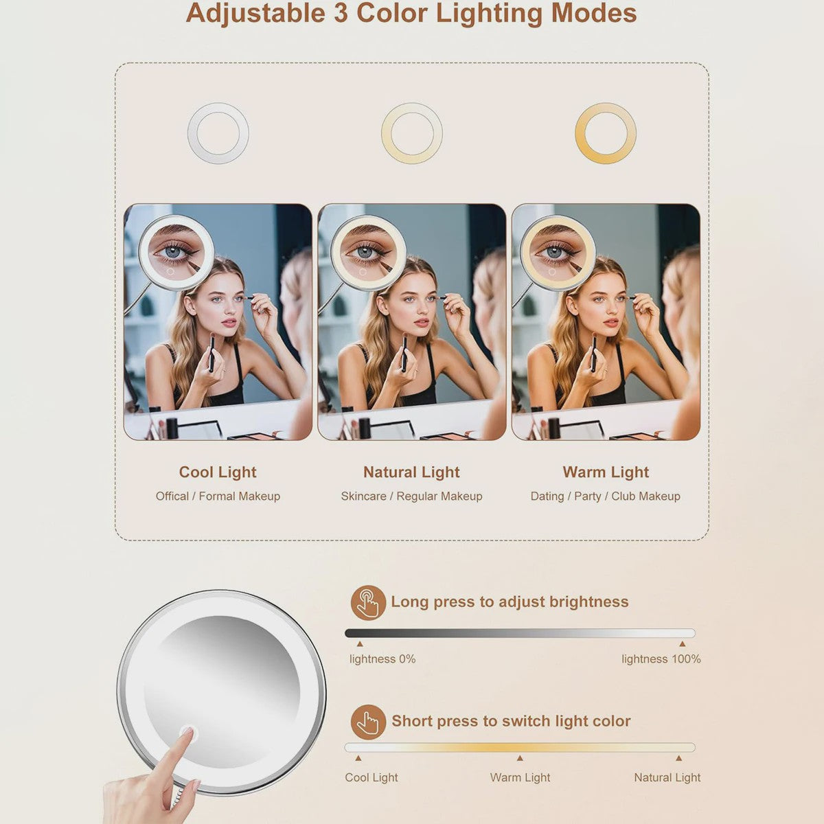 Vergrootglas Make-up Spiegel met LED Licht, Flexibele Hals & Zuignap - 10x Vergroting