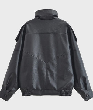 Zwarte Dames Faux Leren Jas - Stijlvolle Motorjas voor Herfst & Mode
