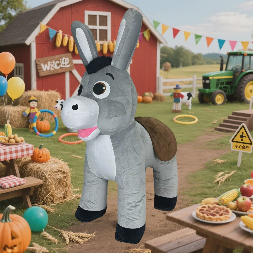 Opblaasbaar Mascot Kostuum Set: Ezel, Muis, Kat & Vos - Feest, Halloween, Cosplay