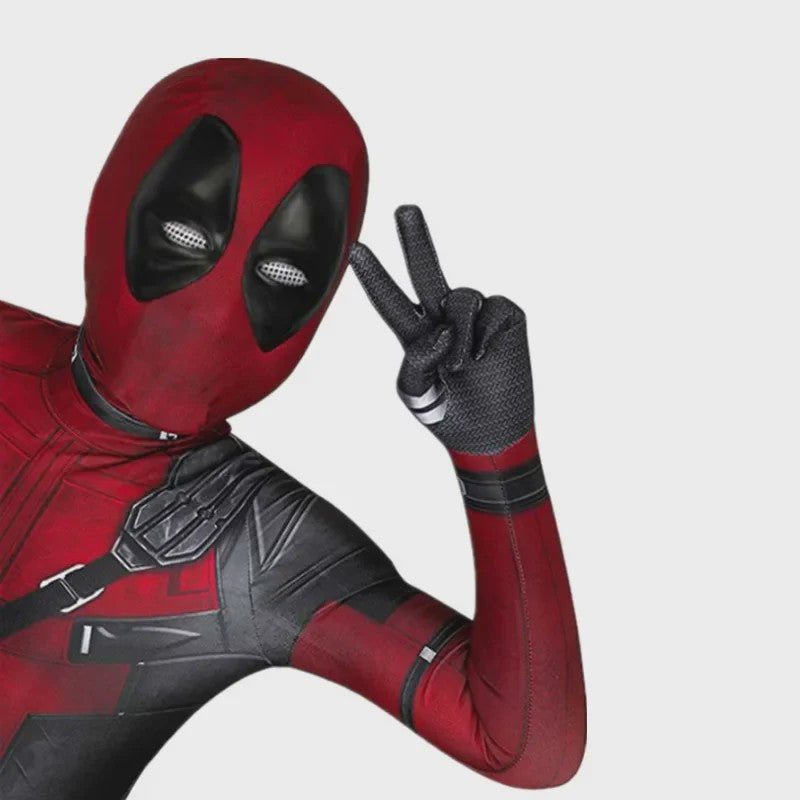 Deadpool Cosplay Kostuum Jumpsuit met Masker en Zwaarden voor Kinderen en Volwassenen