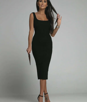 Zomerjurk Dames Ribgebreid Bandage Jurkje Midi Elegant Skinny