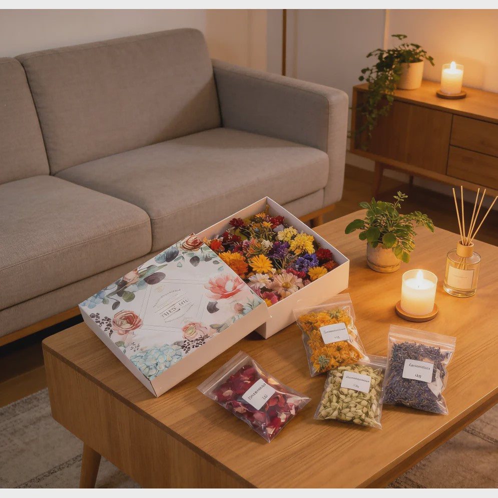 Gedroogde Bloemen & Kruiden Pakket - 40 Stuks - Knutsel & Decoratie Set