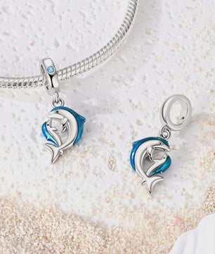 925 Sterling Zilveren Bedel Set: Dolfijn, Zeepaardje & Octopus - Blauw - DIY Armband Sieraden