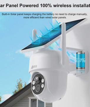ANRAN Solar Beveiligingscamera Buiten - 3/5MP Wifi, Kleuren Nachtzicht, PIR Detectie, IP66 Waterdicht
