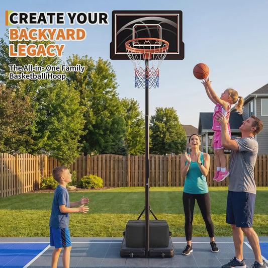 Verstelbare Buiten Basketbalpaal 253-362 cm met Transparant PC Bord en Mobiele Basis
