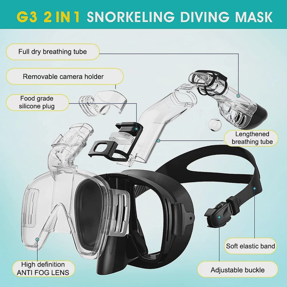 Professioneel Snorkelmasker Volledig Gelaat - Anti-Fog & Ademend - Voor Kinderen en Volwassenen