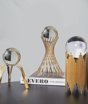 Luxe Gouden Herten & Kristallen Bol Decoratie Set voor Woonkamer Tafelblad