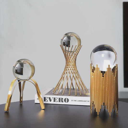 Luxe Gouden Herten & Kristallen Bol Decoratie Set voor Woonkamer Tafelblad