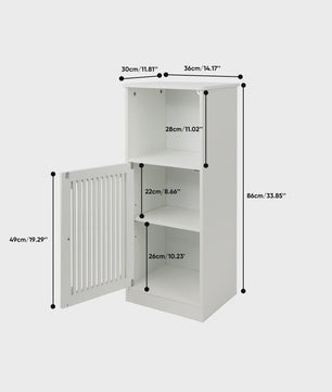 Smalle Witte Badkamerkast met Louvred Deur en Open Planken