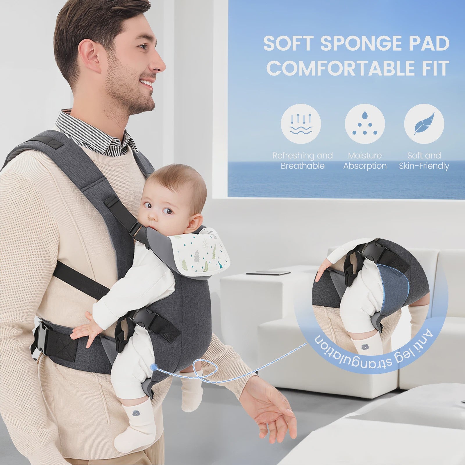 Ergonomische 4-in-1 Baby Draagzak - Verstelbaar, Comfortabel & Veilig voor baby's 3-15 kg