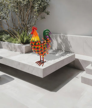Set van 5 Metalen Haan Tuindecoratie Beelden - Farmhouse Stijl