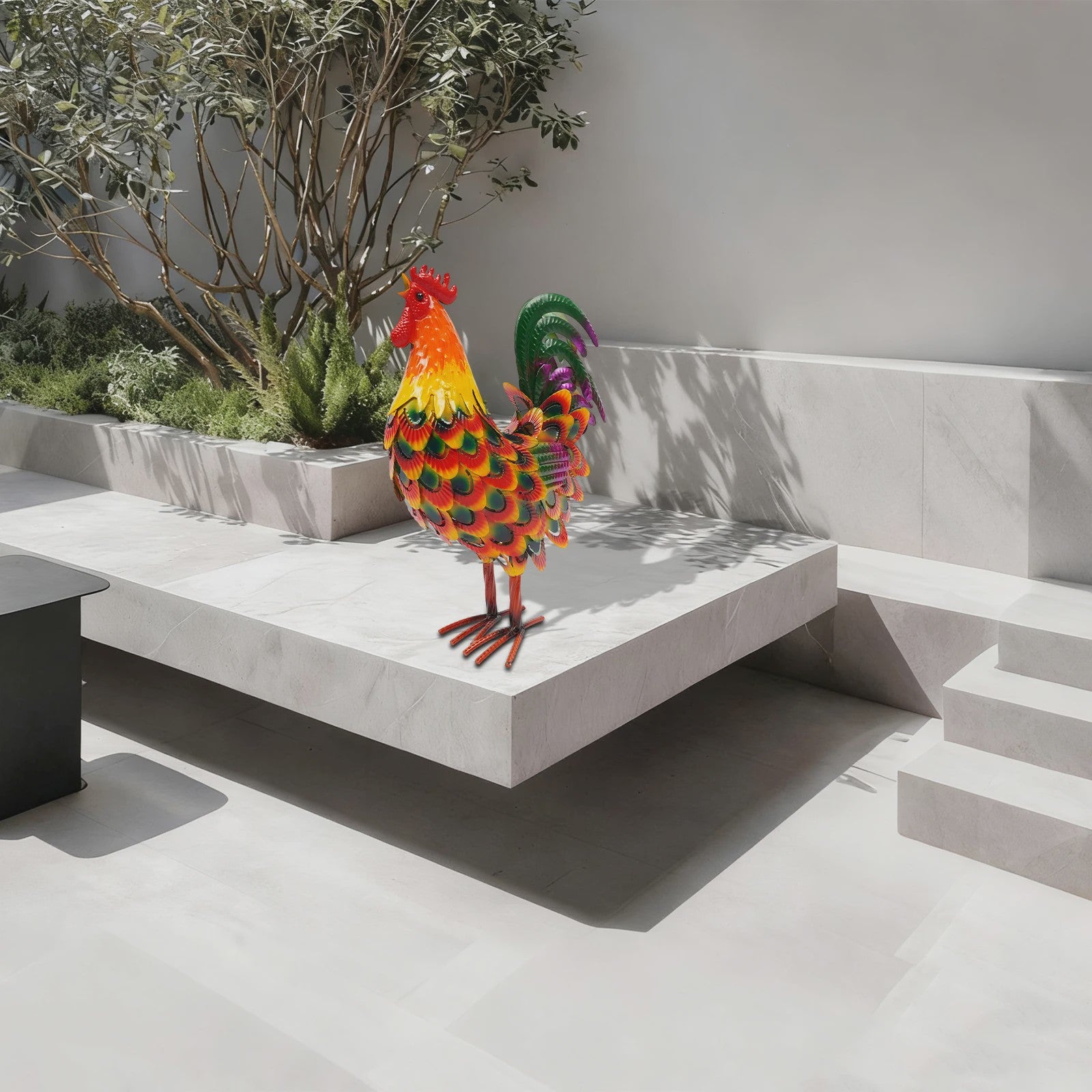 Set van 5 Metalen Haan Tuindecoratie Beelden - Farmhouse Stijl