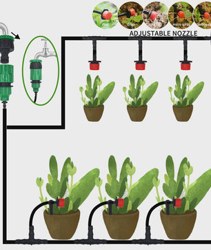 Micro Druppels Irrigatie Systeem Kit - Verstelbare Druppelaars voor Tuin, Terras & Gazon