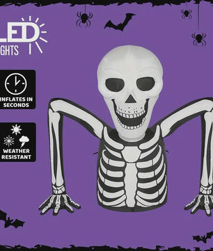 Opblaasbaar Skelet Halloween Decoratie - 5.5 FT Buiten Tuin Versiering met LED Verlichting