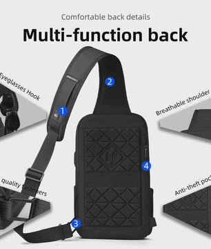 Waterdichte Heren Crossbody Tas met USB Laadpoort - Anti-diefstal Schoudertas