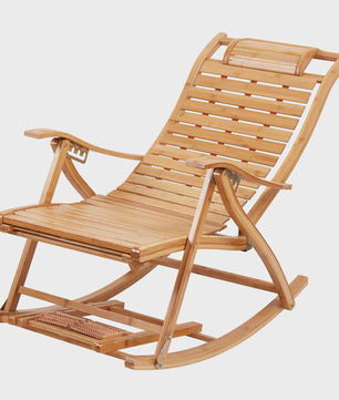 Luxe Bamboe Schommelstoel - Verstelbare Lounger met Voetensteun