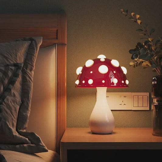 Amanita Paddenstoel Lamp met LED - Sfeervolle Decoratie voor Woonkamer & Nachtkastje