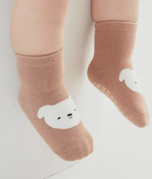 6 Paar Antislip Sokken Kinderen - Schattige Dierenprint (Vos & Beer) - Comfortabel voor Peuters
