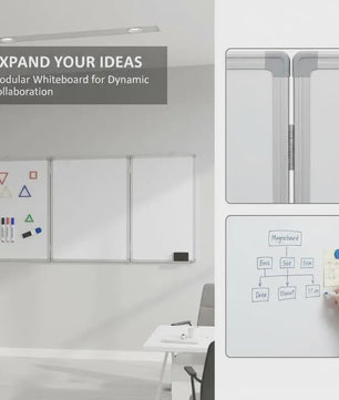 Magnetisch Whiteboard 3 Paneel Klapbaar 160x50 cm Aluminium Frame - Ideaal voor Kantoor, School & Thuis