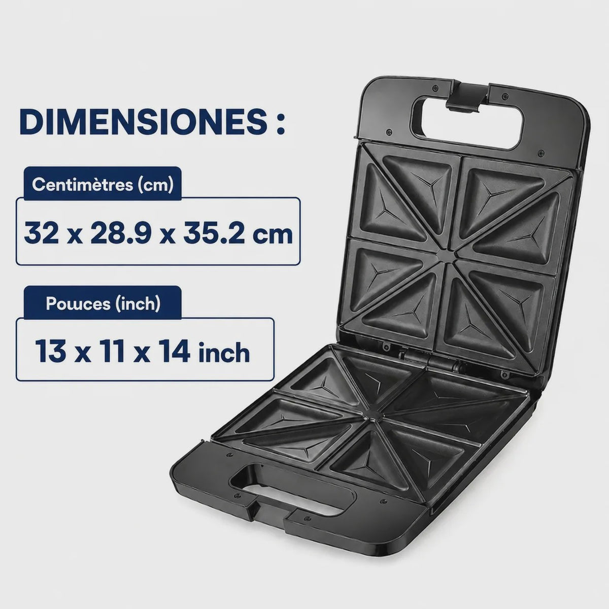 Zwarte Sandwichmaker 1400W - 4 Sandwiches, Dubbelzijdig Verwarmen, Anti-aanbakplaten