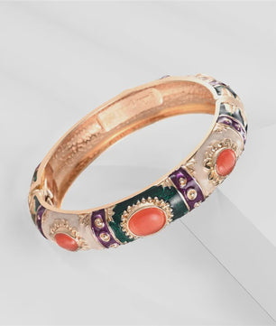Bohemian Emaille Armband Dames - Kleurrijke Cloisonné Bangle met Indiaas Design