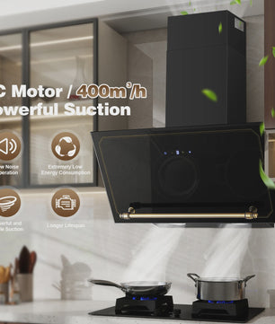 60cm Wandafzuigkap met 400m³/h, A+++ Energie, LED, Dubbel Filtersysteem en Retro Design