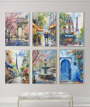 Franse Parijse Stadsgezichten Aquarel Kunst Posters Canvas Prints Wanddecoratie