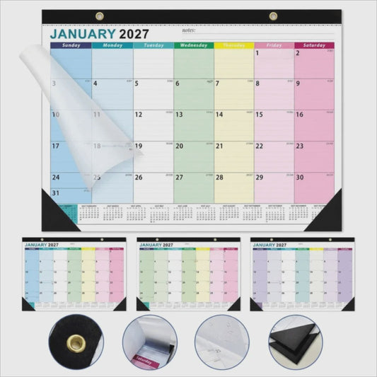 Grote Wandkalender 2027 met Dagplanning, Waterdichte Cover en Transparante Maandplanner