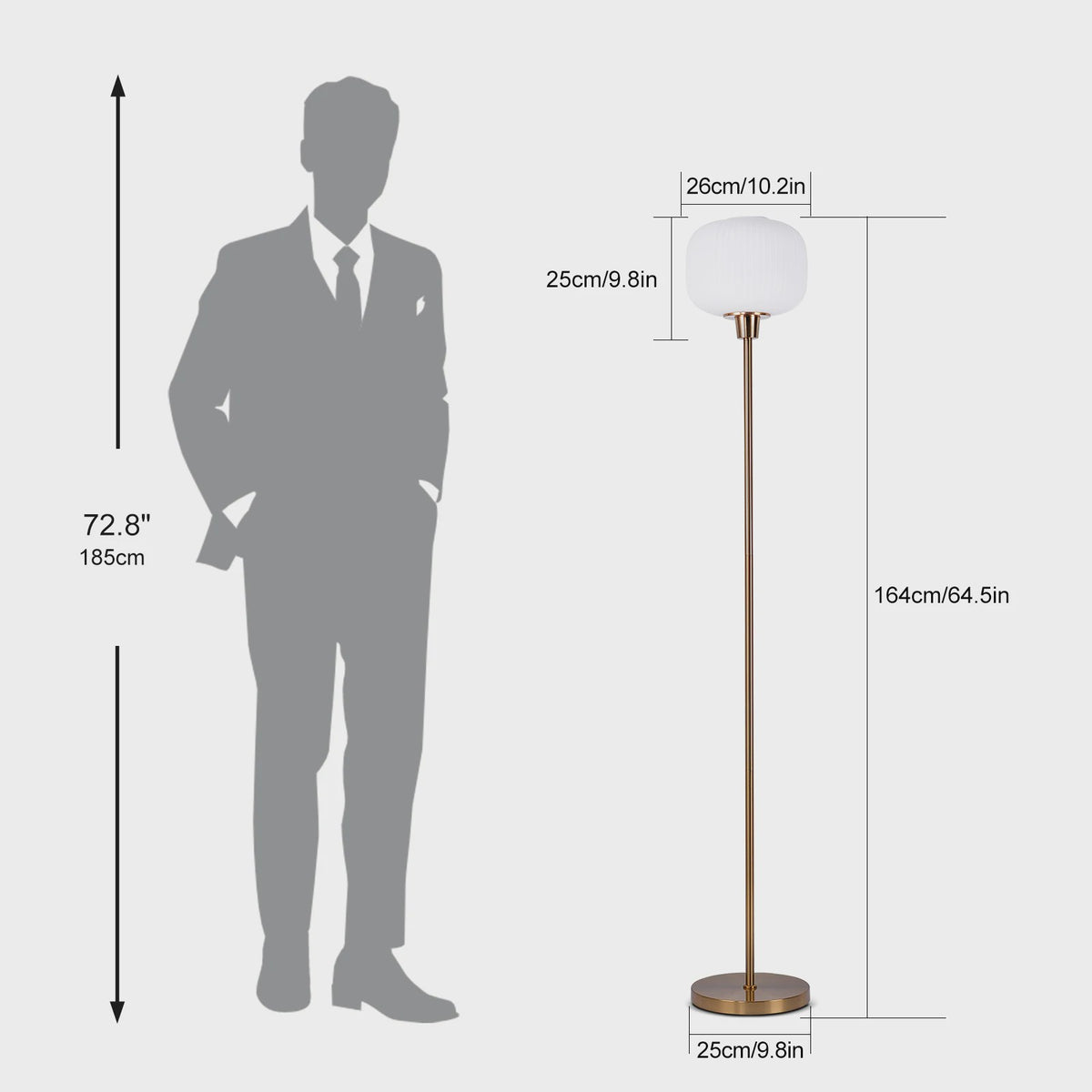 Moderne Staande Lamp met Bolvormige Glazen Kap - Sfeervolle Decoratie voor Elke Ruimte