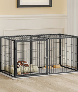 Modulaire Hondenkennel 120x60x60cm - Zwart Metaal met PVC Coating & Veilige Deur