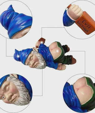 Grappige Dronken Tuinkabouter Beeldje - Resin Tuindecoratie