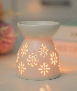 Witte Keramische Geurbrander voor Essentiële Oliën & Aromatherapie - Sfeervol Oosters Decoratie Ornament