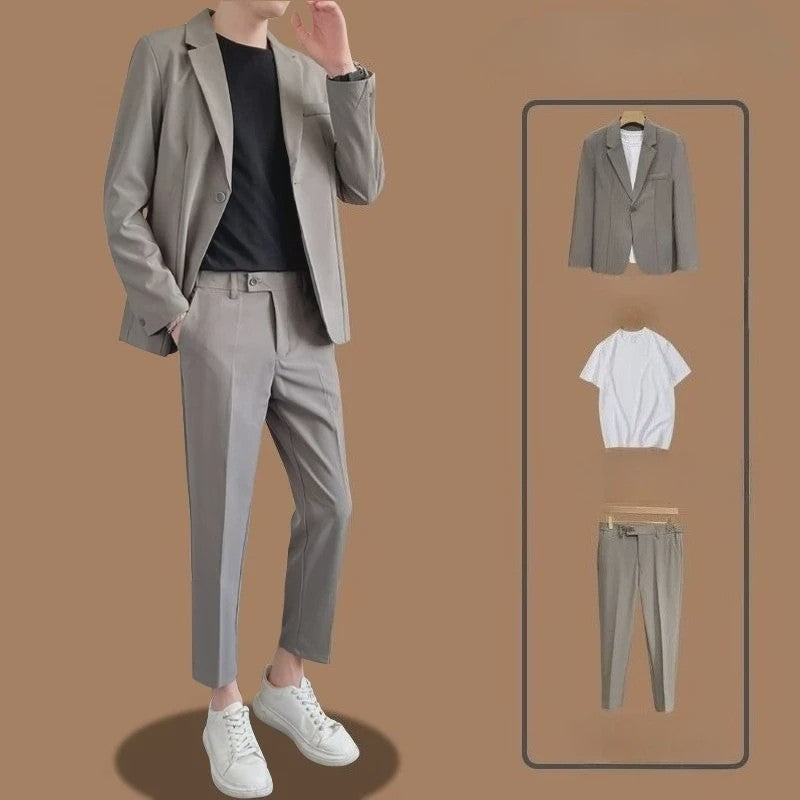 Stijlvol Koreaans Casual Herenpak - Loose Fit Lente/Herfst