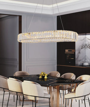Luxe Kristallen Ovalen LED Plafondlamp / Hanglamp - Modern Design voor Woonkamer & Slaapkamer