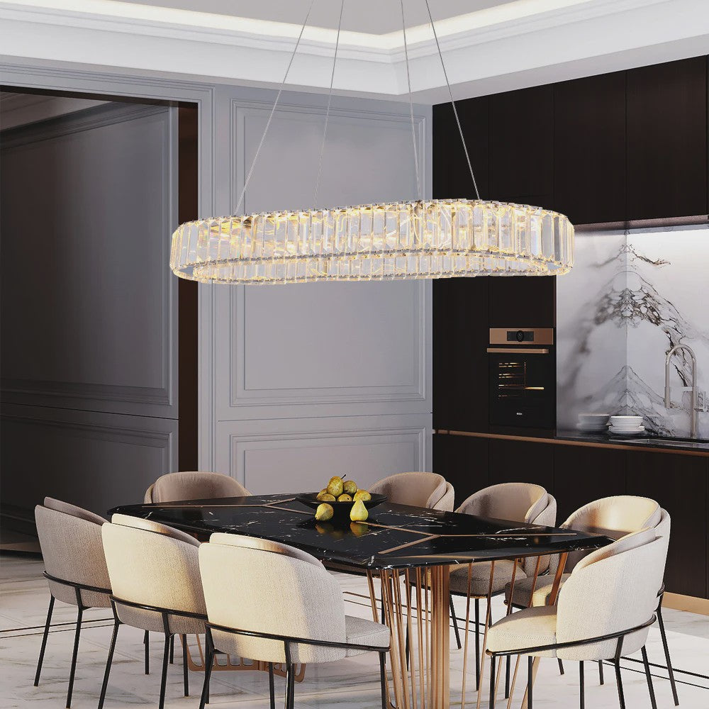 Luxe Kristallen Ovalen LED Plafondlamp / Hanglamp - Modern Design voor Woonkamer & Slaapkamer