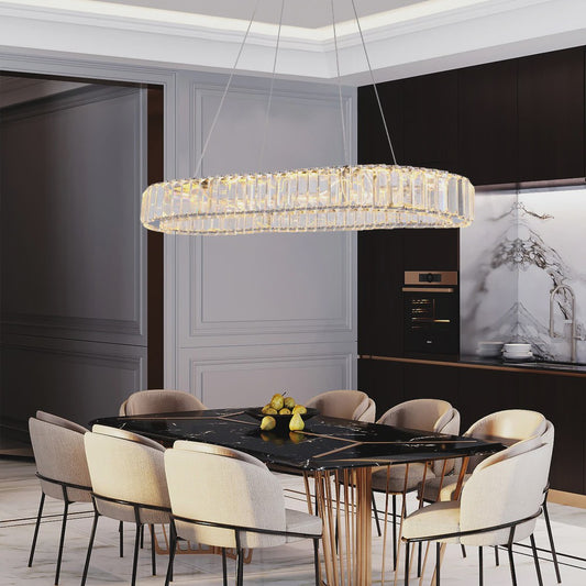 Luxe Kristallen Ovalen LED Plafondlamp / Hanglamp - Modern Design voor Woonkamer & Slaapkamer