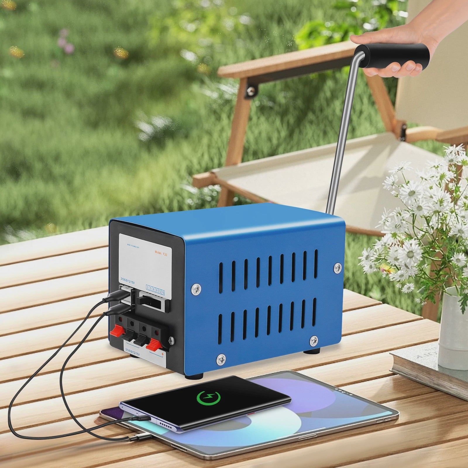 20W Hand Crank Noodstroom Generator - Draagbaar Opladen via USB voor Reizen & Camping