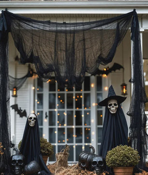 Zwarte Creepy Cloths voor Halloween Decoratie - 76x198cm Spookachtige Gaasdoeken