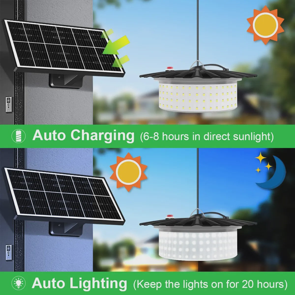 Draagbare Zonne-Hanglamp met 244 LED's, 360° Licht, Waterdicht & Afstandsbediening